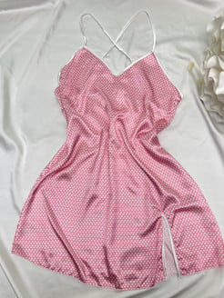 ç68679 - saten mini puantiyeli elbise - pudra  