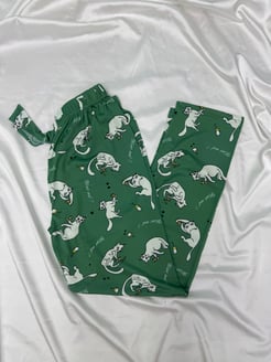 Ç9068 - milan kumaş kedili kareli pijama alı - yeşil 