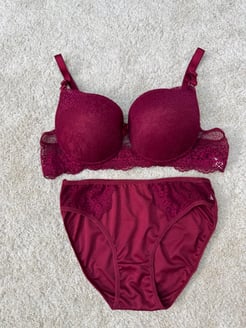 ç1463-dolgulu dantelli sütyen takımı-bordo