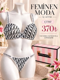 ç7707 - Destekli askıları taşlı dior yazılı sütyen takımı(kutulu) - beyaz 
