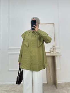 4328 - modal kumaş yakalı tunik - yeşil