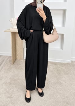 1421-oşho kumaş oversize şalvar kesim panolonlu takım-lacivert