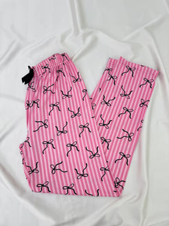 Ç9068-milan kumaş fiyonklu pijama alı-pembe