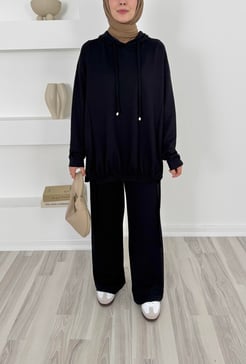 5643 - oysho kumaş pantolonlu takım - siyah 