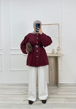 6572 büzgülü dabıl ceket-bordo