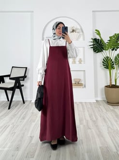 5485-modal kumaş-ip askılı jile-bordo