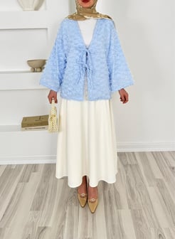 1417- saçaklı bağlamalı kimona -bebe mavi