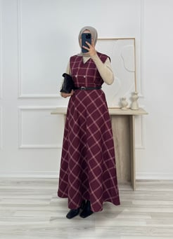 9706 poliviskon kumaş ekose jile-bordo