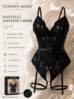 ç2238-dantelli jartiyer-siyah