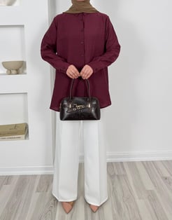 4328 - modal kumaş yakalı tunik - bordo