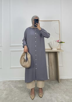 7293-aryobin kumaş uzun tunik-gri
