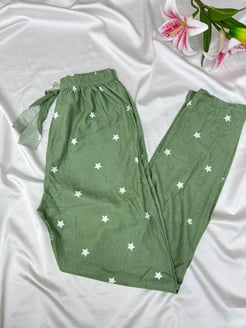 Ç2028 - süet kumaş yıldızlı pijama altı - yeşil