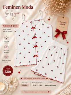 ç8684-kaşkorse kumaş ip askılı şortlu takım-beyaz