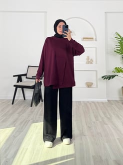 5394 - oysho kumaş paçalı tunik - mor 
