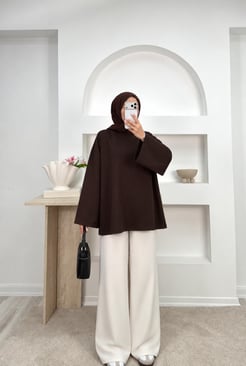 9972-oysho kumaş tunik-kahve 