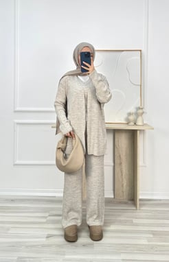 8699-3lü pantolonlu triko takım-taş
