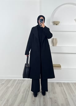 7609-kuşaklı kaşe pardesü-siyah 