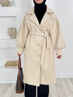 7563-balon kol astarlı düğmeli örme kaşe-taş