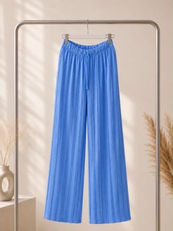 0066-babıl kumaş beli lastikli pantolon-mavi 