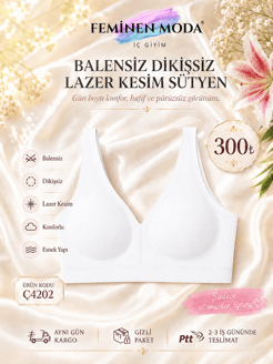 ç4202-balensiz dikişsiz lazer kesim sütyen-beyaz