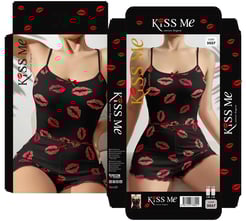 ç5057 - dudak desenli şortlu takım - siyah 