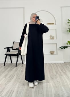 36972 - oysho kumaş uzun elbise - siyah 