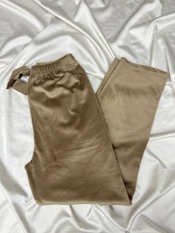 ç8911-O51-O55 fransiz lycra kadife eşofman altı kahve