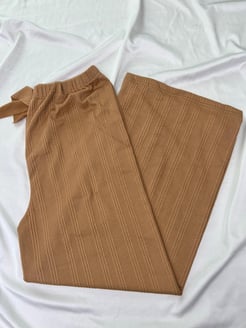 ç9316 - çift burgu bol paça  pijama altı - sütlü kahve 
