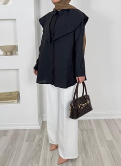 4328 - modal kumaş yakalı tunik - siyah