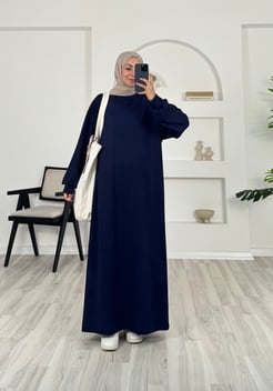 36972 - oysho kumaş uzun elbise - lacivert  