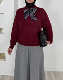 2581-fular triko kazak-bordo