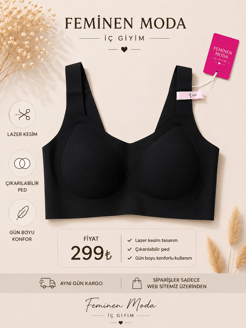 ç2555-lazer kesim düz sütyen-siyah