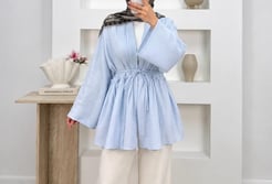 7796-müslin kumaş fırfır detaylı tunik-bebe mavi 