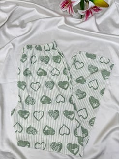 Ç565 - açık yeşil kalpli çizgili- pijama altı-