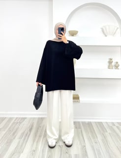 4030-kolları bol oysho tunik-siyah
