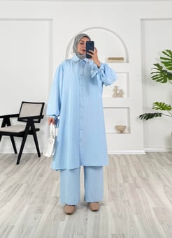 4269-pamuk ayrobin kumaş-yaka ve kol ucu boncuk detaylı pantolonlu takım-bebe mavisi