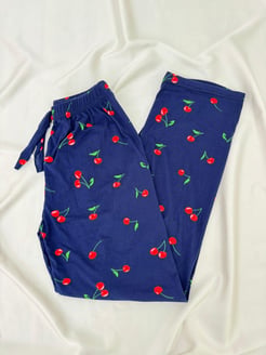 Ç9068-milan kumaş kirazlı pijama alı-lacivert