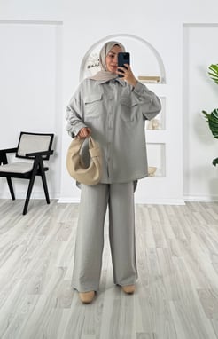 6896-çilek kumaş-önü cepli pantolonlu takım-gri