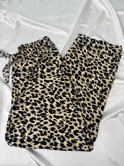 ç0139 - süet kumaş bol paça pijama altı - leopar