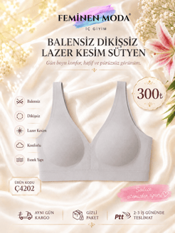 ç4202-balensiz dikişsiz lazer kesim sütyen-gri