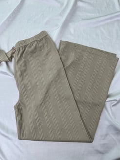 ç9316 - çift burgu bol paça  pijama altı - krem