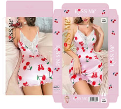 ç5067 - kirazlı elbise gecelik - pembe 