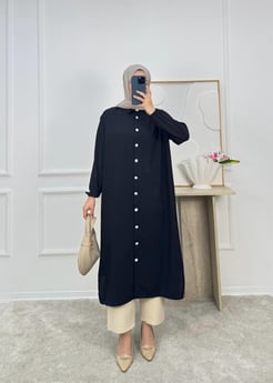 7293-aryobin kumaş uzun tunik-siyah