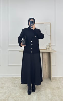 132-düğmeli triko hırka-siyah