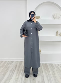 8454 - örme kumaş pantollonlu takım - füme 