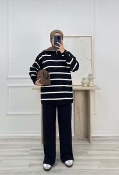 2164-önü fermuarlı triko kazak-siyah