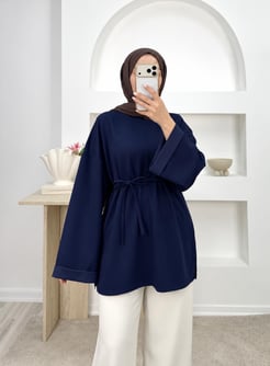 4628-oysho kumaş tunik-lacivert