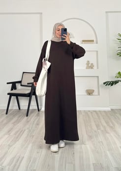 36972 - oysho kumaş uzun elbise - acı kahve 