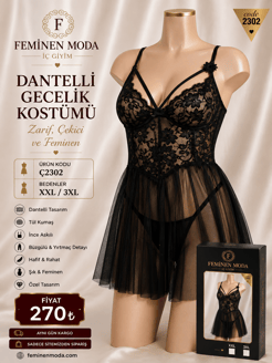 ç2302-dantelli gecelik-siyah