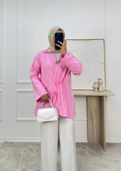 1326-terikoton kumaş bağlamalı kimona-pembe